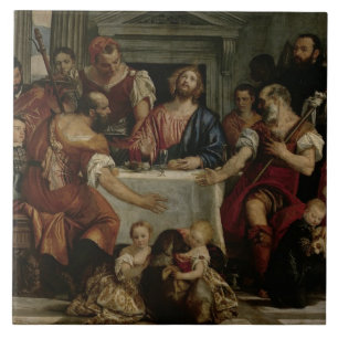 Supersing bij Emmaus (olie op doek) Tegeltje