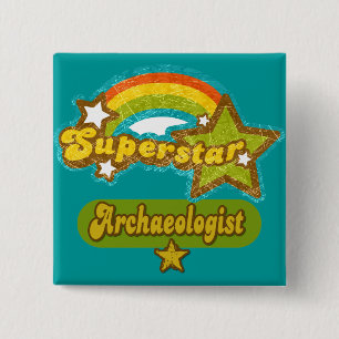 Superstar Archeoloog Vierkante Button 5,1 Cm
