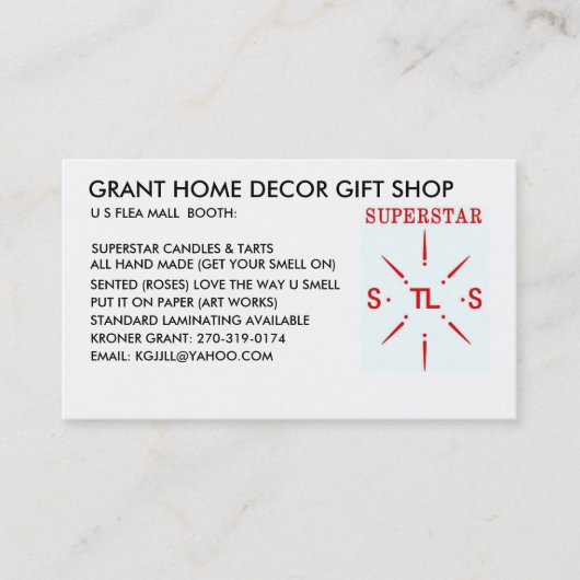 SUPERSTAR-BEVORDERINGEN. VISITEKAARTJE (Voorkant)