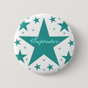 Superstar-Button, Blauwgroen Ronde Button 5,7 Cm