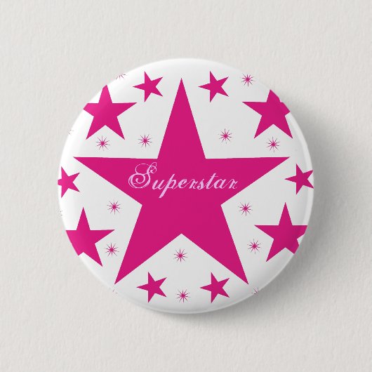Superstar-Button, roze Ronde Button 5,7 Cm (Voorkant)