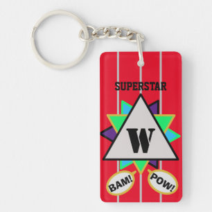 Superstar Cartoon Monogram Rood Zwart Sleutelhanger