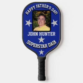 "Superstar Dad" Vaderdag Blauw/Zilver Pickleball Paddle
