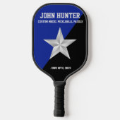 "Superstar Dad" Vaderdag Blauw/Zilver Pickleball Paddle (Achterkant)