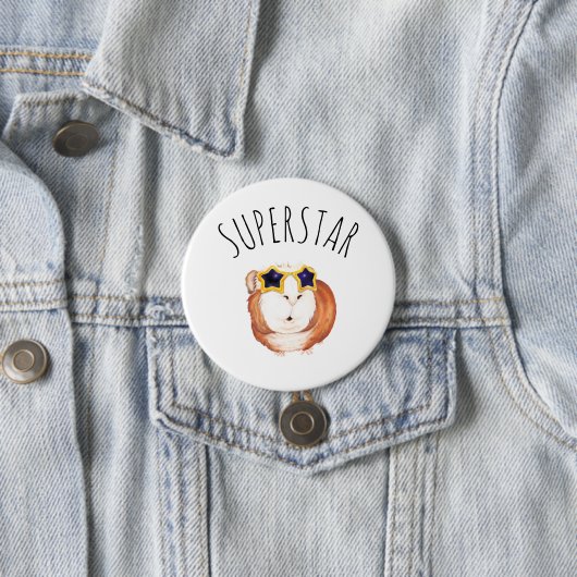 SUPERSTAR Happy Guinea Pig Ronde Button 7,6 Cm (In situ)