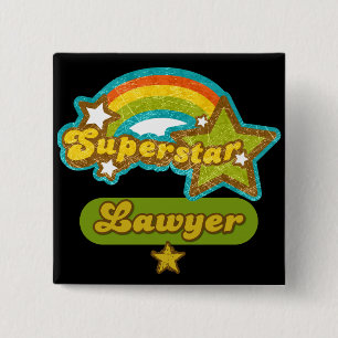 Superstar Lawyer Vierkante Button 5,1 Cm