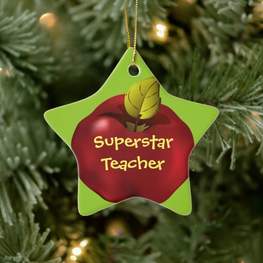 Superstar leraar Red Apple Kerstmis Keramisch Ornament (Boom)
