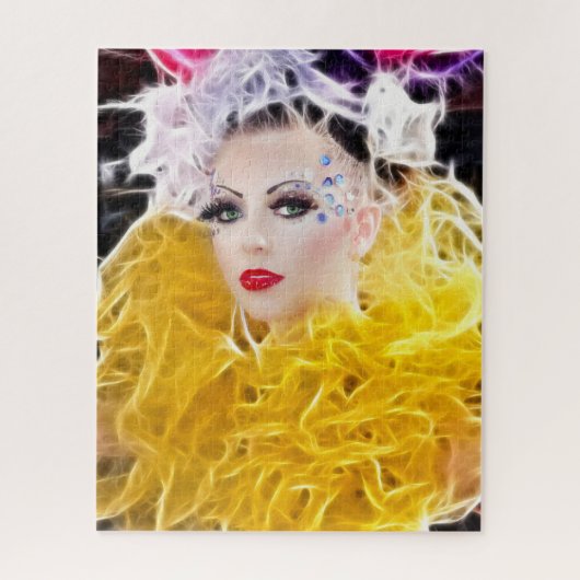 Superstar model in gele jurk legpuzzel (Verticaal)