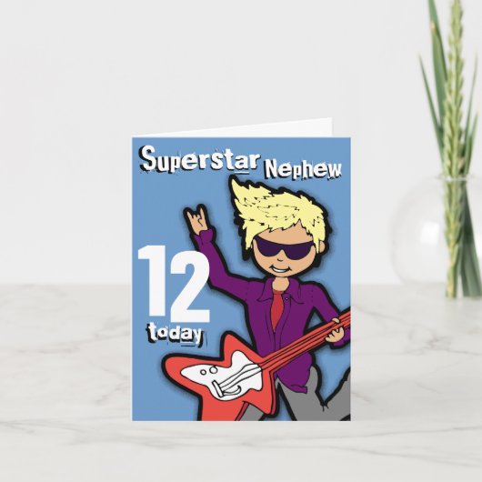 Superstar Nephew 12e anniversaire bleu rouge carte (Devant)