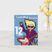 Superstar Nephew 12e anniversaire bleu rouge carte (Fleur jaune)