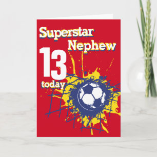 Superstar Nephew 13e verjaardag voetbalsport rood Kaart