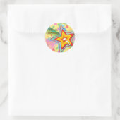 Superstar Rainbow Fun Kids Verjaardagsfeestje Stic Ronde Sticker (Tas)