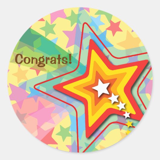 Superstar Rainbow Fun Party Favor Label / Sticker (Voorkant)