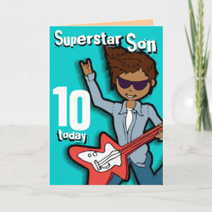 Superstar Son 10e anniversaire aqua carte garçon