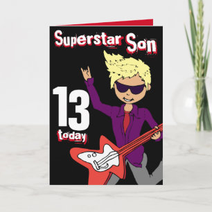 Superstar Son 13 jaar rode blonde haarkaart Kaart