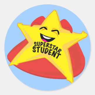 Superstar student grappige sticker! ronde sticker