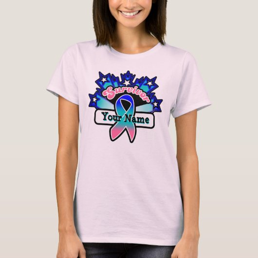 Superstar Survivor Custom Name Thyroid Cancer T-shirt (Voorkant)