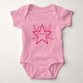 Superstar Swirls Baby T-shirt, helder roze Romper (Voorkant)