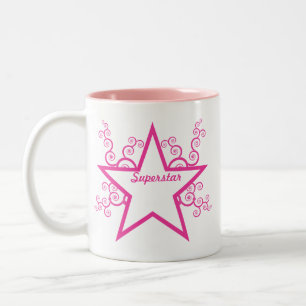 Superstar Swirls Mok, helder roze Tweekleurige Koffiemok