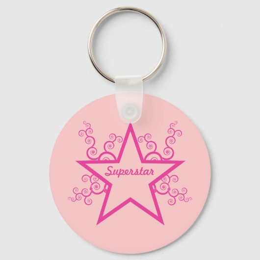Superstar Swirls-sleutelhanger, helder roze Sleutelhanger (Voorkant)