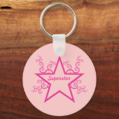 Superstar Swirls-sleutelhanger, helder roze Sleutelhanger (Voorkant)