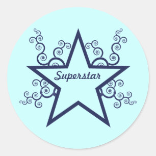 Superstar Swirls-Stickers, donkerblauw Ronde Sticker