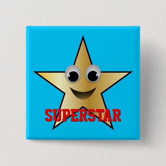Superstar-teken Gold gekleurd Vierkante Button 5,1 Cm (Voorkant)