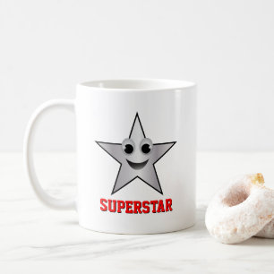 Superstar-teken voor glimlachen Silver Color Star Koffiemok