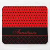 Superstijlvol rood en zwart hart aangepaste naam muismat (Voorkant)