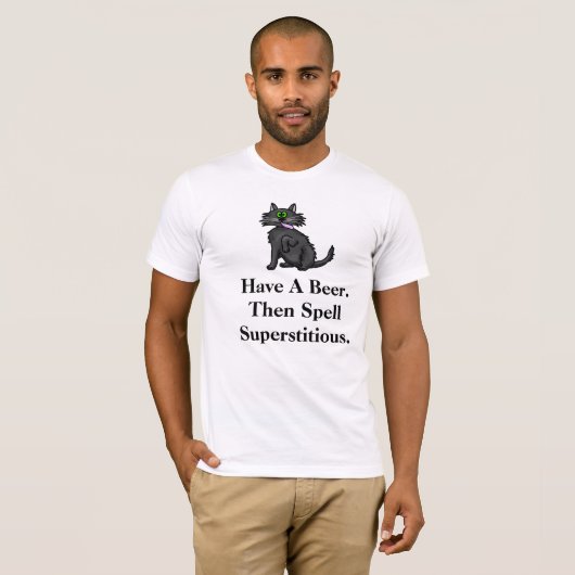 Superstitieux T-shirt Chat Noir (Devant entier)