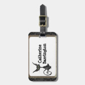 Superstitieuze zwarte kat bagagelabel (Voorkant verticaal)