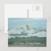 Superstorm Sandy Waves sur carte postale du lac Mi (Devant / Derrière)