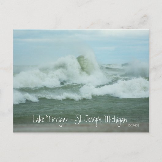 Superstorm Sandy Waves sur carte postale du lac Mi (Devant)