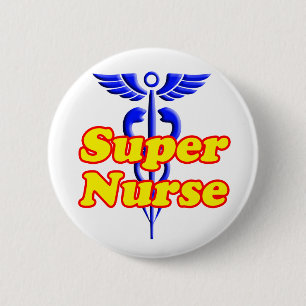 Superverpleegster met Caduceus Ronde Button 5,7 Cm