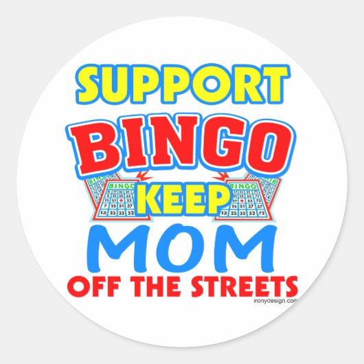 Support Bingo mama Ronde Sticker (Voorkant)