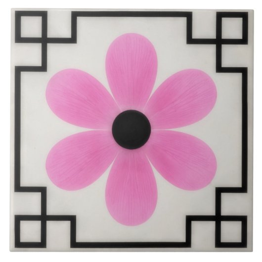 Support de carreau décoratif à fleur rose (Devant)