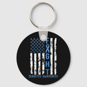 Support Fight USA Flag Type 2 Diabetes Awar Sleutelhanger