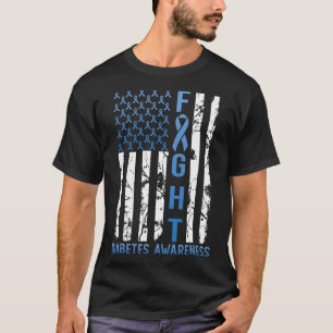 Support Fight USA Flag Type 2 Diabetes Awar T-shirt