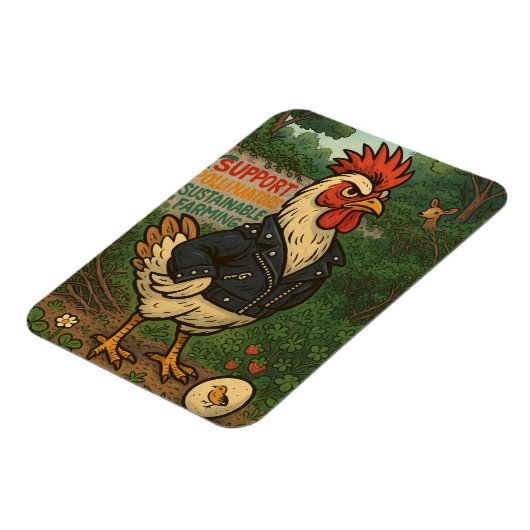 Support Polinators Cool Rooster in Leather Jacket Magneet (Linkerzijde)