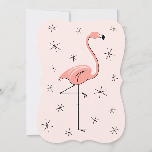 Support pour invitation Rose flamant vertical (Devant)