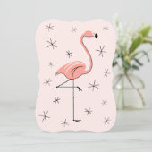 Support pour invitation Rose flamant vertical (Debout devant)