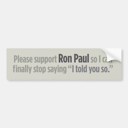 Support Ron Paul Bumpersticker (Voorkant)