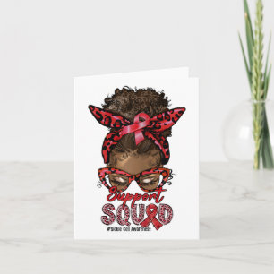 Support Squad Afro Messy Bun Leopard Sickle Cell A Kaart