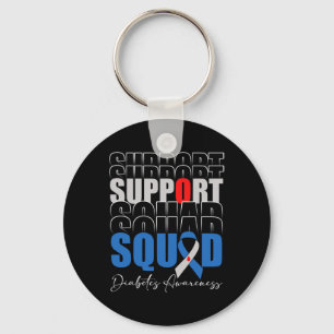 Support Squad Blue Ribbon T1D Diabetes Awareness M Sleutelhanger