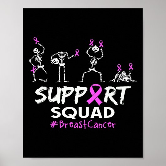 Support Squad Borstkanker Awareness Skeleton Hall Poster (Voorkant)