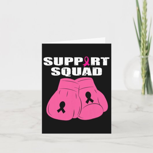 Support Squad Boxing Glove Pink Ribbon Borstkanker Kaart (Voorkant)