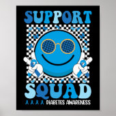 Support Squad Diabetes Awareness Smile Face Groovy Poster (Voorkant)