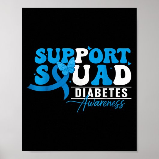 Support Squad Diabetes Awareness T1d T2d Groovy Bl Poster (Voorkant)