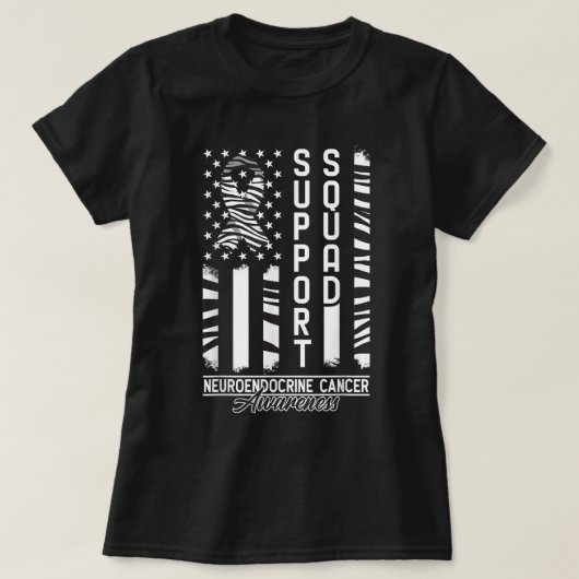 Support Squad I Zebra Ribbon I Neuroendocrine Canc T-shirt (Design voorkant)