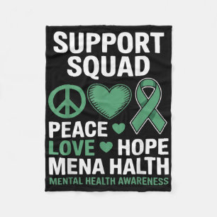 Support Squad Mental Health Awareness Green Ribbon Fleece Deken